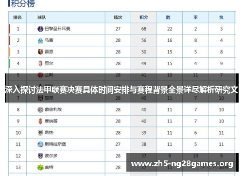 深入探讨法甲联赛决赛具体时间安排与赛程背景全景详尽解析研究文
